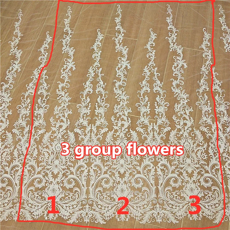 French Sequined Lace Fabric, Border Embroidery, Flower Wedding Dress, DIY Sewing Accessories, RS2482, New