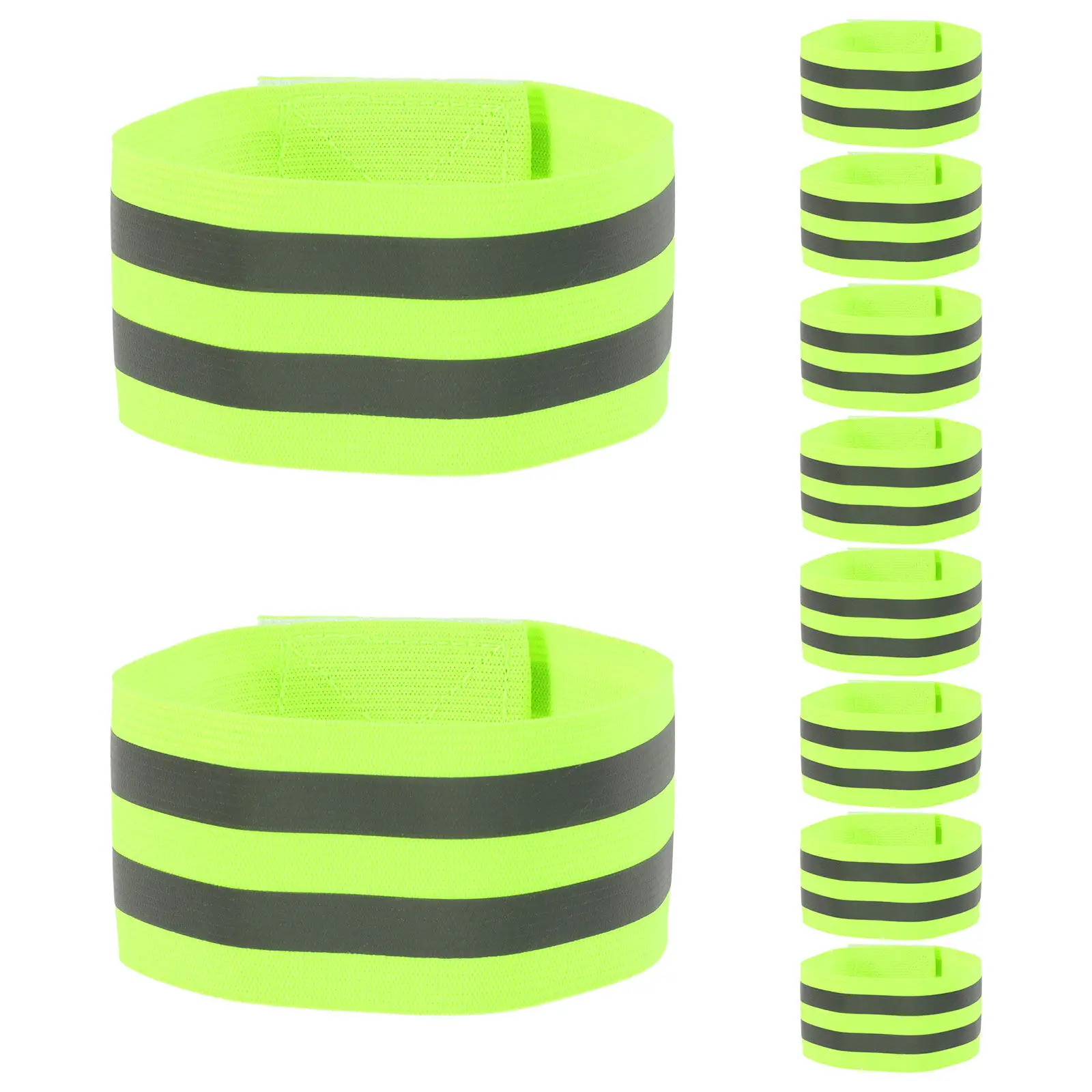 

10Pcs Reflective Armbands High Visibility Dual Reflective Strips Night Running Cycling Hiking Safety Wristbands Outdoor Gear