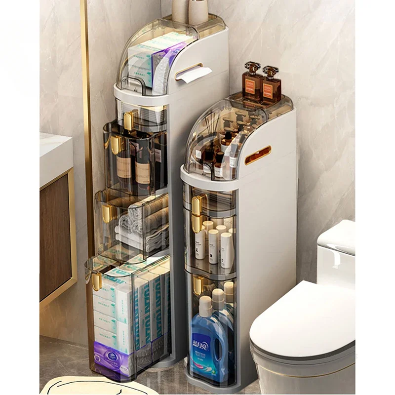 Japanese Plastic Bathroom Cabinet for Balcony Multi-layer Storage with Wheels Luxury Household for