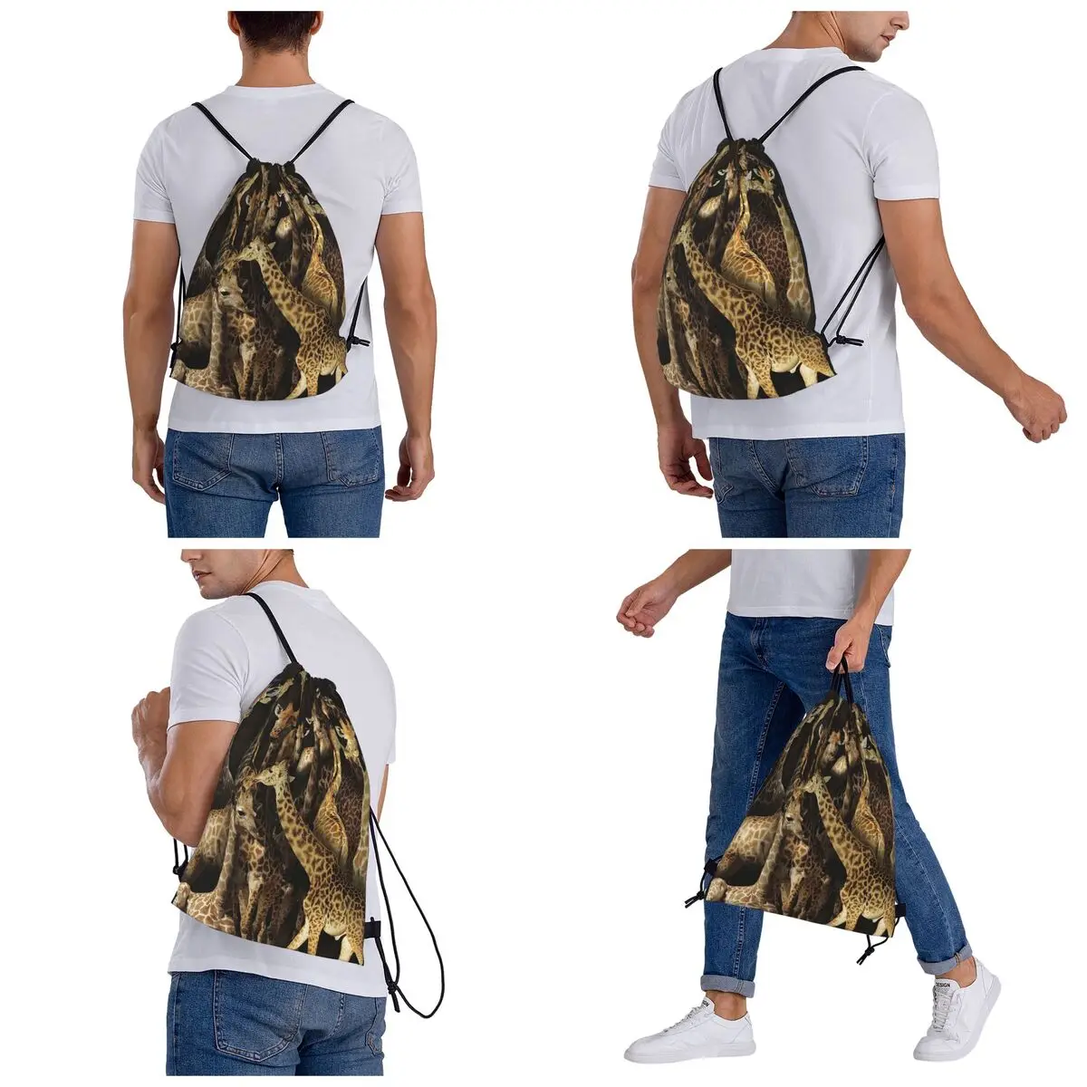 Giraffe Backpacks Multi-function Drawstring Bags Sundries Bag Book Bags for Travel Students