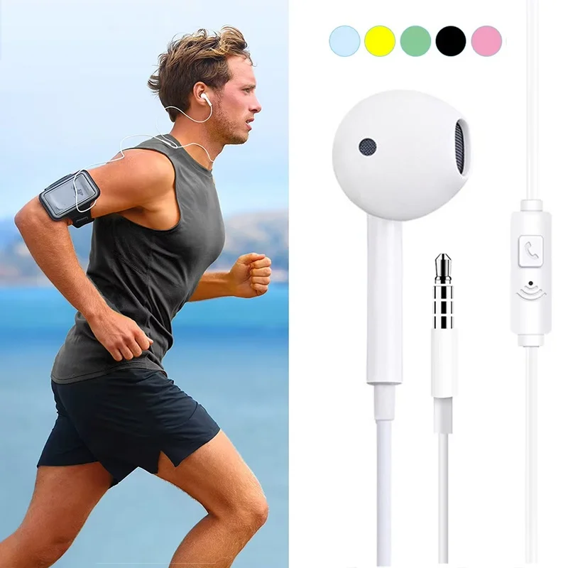 3.5mm In-Ear Earphones HiFi Stereo Bass Sound Gaming Sports Running Headset For Smartphone Computer Tablet Music Headset Tools