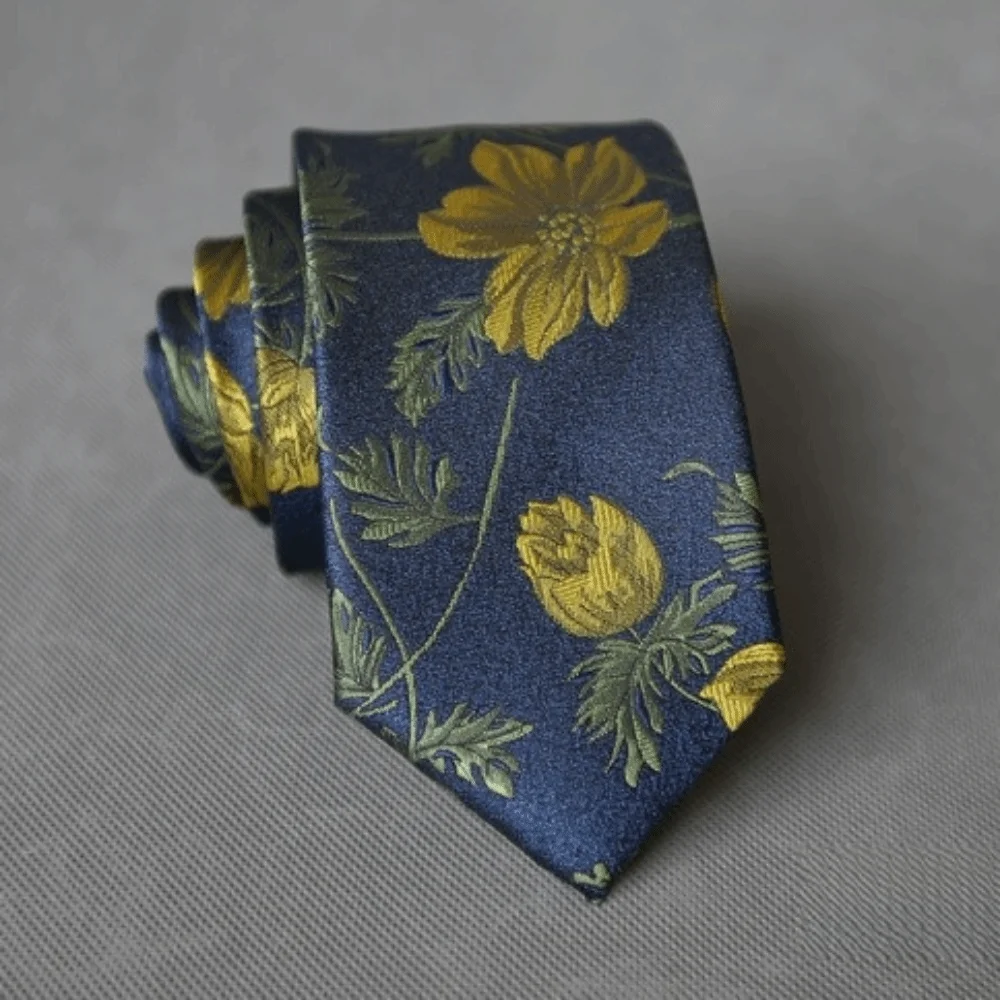 

Flower Feather Wedding Men Tie 7cm Width Geometric Pattern Business Neckties Leaves Design Red Blue Green Groom Cravat