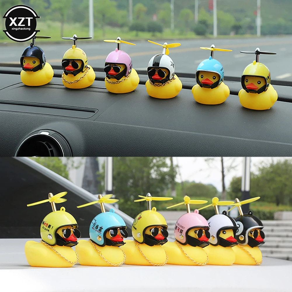 Yellow Duck with Helmet for Bike Without Lights Auto Motor Car Accessories Duck In The Car Car Interior Decoration Ornament