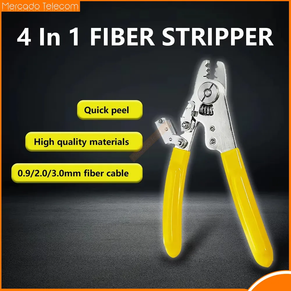 

4 IN 1 Fiber Stripper Pliers FTTH Tools Optical Cable Stripper 0.9mm 2.0mm 3.0mm Fiber Optic Tool