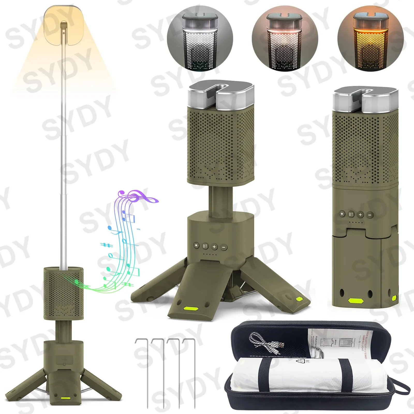 

Camping Lantern 14000mAh Rechargeable Telescopic Lighting Magnetic Stand with Speaker Portable Waterproof Outdoor LED Flashlight