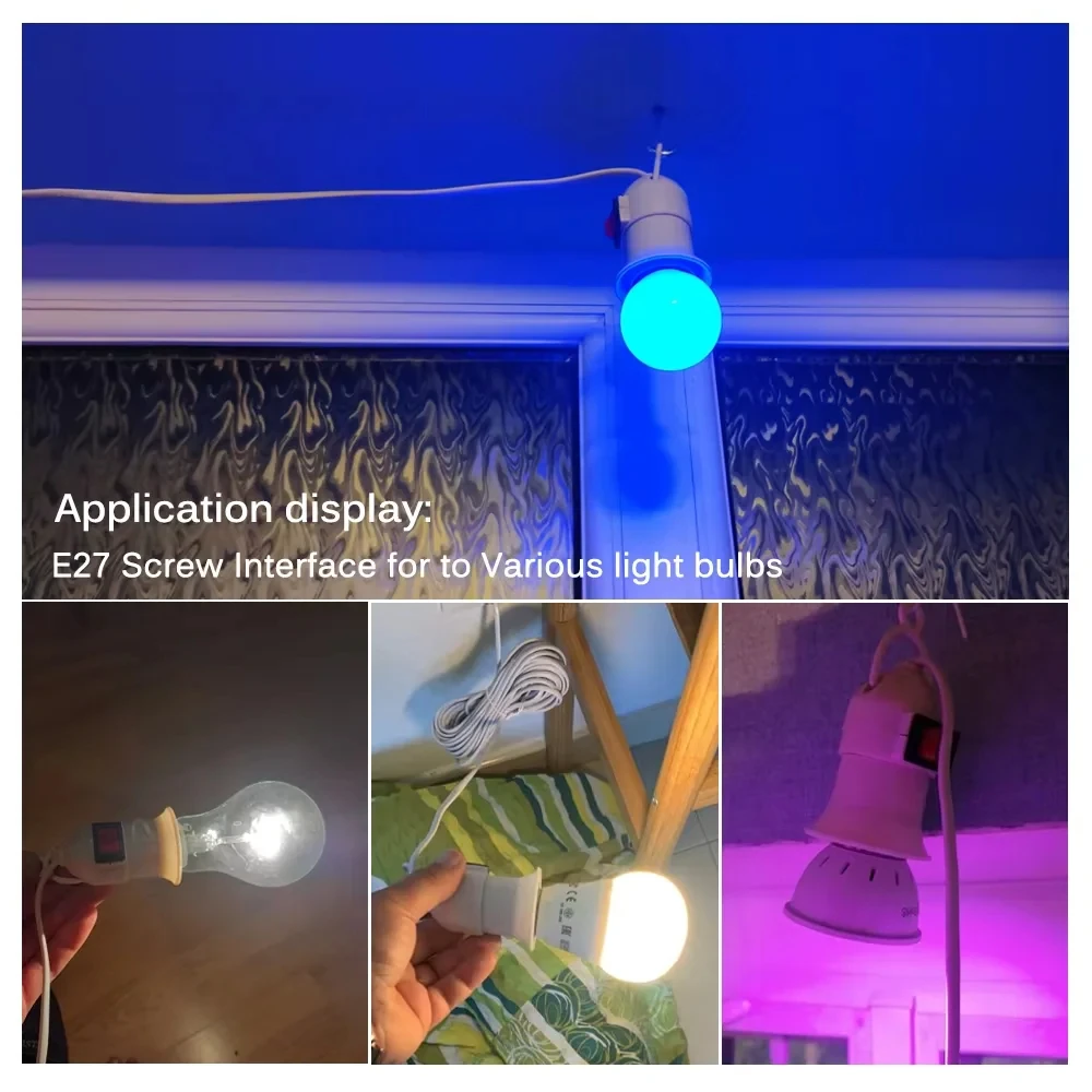 E27 Hanging Plant Light Holder with 3.8M Cable EU Plug On Off Switch for Indoor Garden Desk Lamp image 2