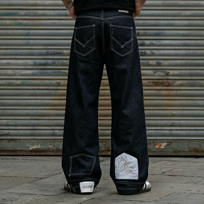 

Men's Reversed Mohair Jeans American Vintage High Street Denim Pants Hip-Hop Streetwear Y2k Heavyweight Straight Baggy Jeans