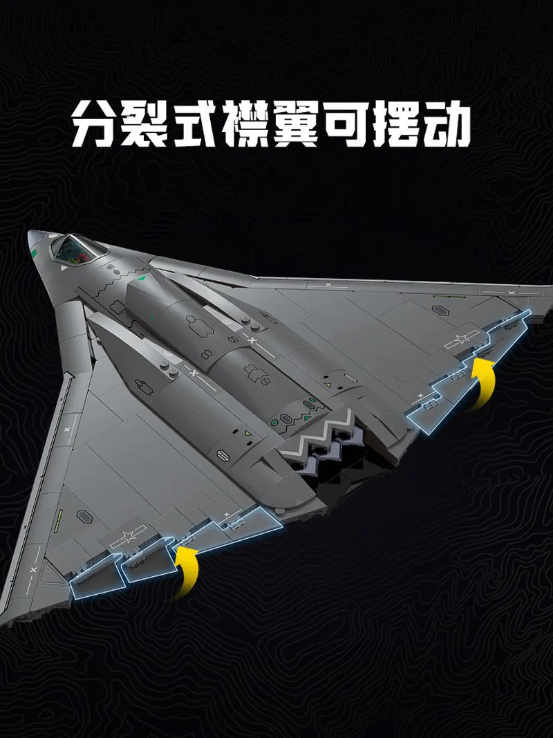Keeppley J36 6th Generation Stealth Fighter Building Blocks 36cm Large Size Military Aircraft Assembly Model Toy For Boys