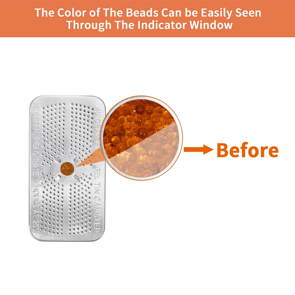 

5pcs 40G Orange Silica Gel Desiccant Aluminum Canister Moisture Absorbers Reusable Dehumidifier Packs