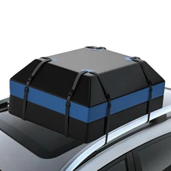 Car Roof Cargo Bag 15 Cubic Feet Waterproof Car Luggage Carrier Bag For Vehicles Anti-Slip Mat 4 Door Hooks & 8 Straps