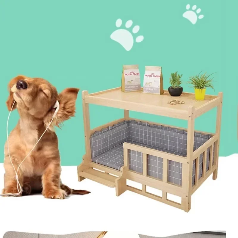 Wooden Large Products Dog Bed House Accessories Supplies Bedding Habitats Cat Bed Indoor Portable Camas De Perros Pet Furniture