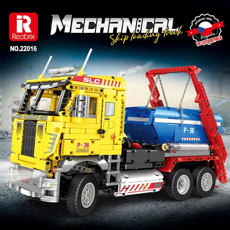 Technical Skip Loading Truck Model Building Blocks City Engineering Vehicle Remote Control Model Blocks Toys For Boy Gifts MOC