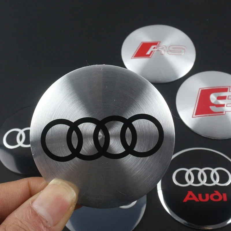 4pcs Car Wheel Stickers 56mm Auto Center Hub Cap Decal For Audi Sline A1 A3 A4 A5 A6 A7 A8 B8 B9 B6 C6 Q2 Q3 Q5 Q7 Q8 TT S3 S4