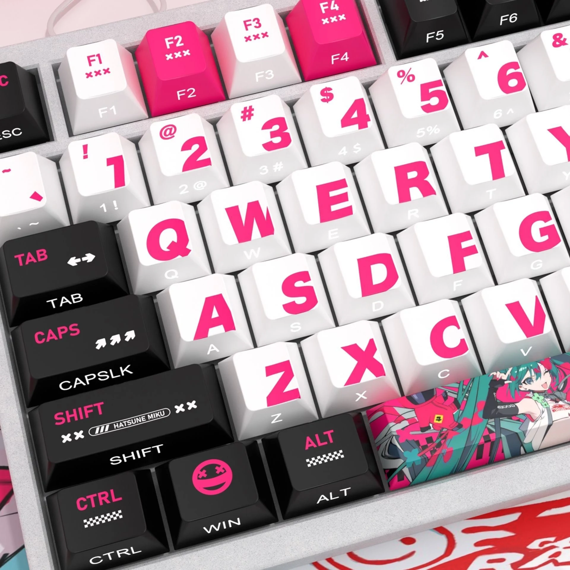 Custom Racing Virtual Idol Theme Cherry Profile Side Print Translucent PBT Dye-Sub Unique High Aesthetic Professional Gift.