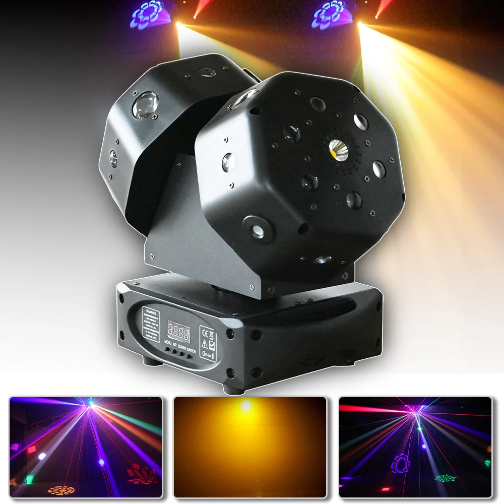 Nieuwe 2 Moving Head 4in1 Functie Beam Laserpatroon Strobe Effect Podiumverlichting Show Dance Party Voor Home Events Bar Club Lamp