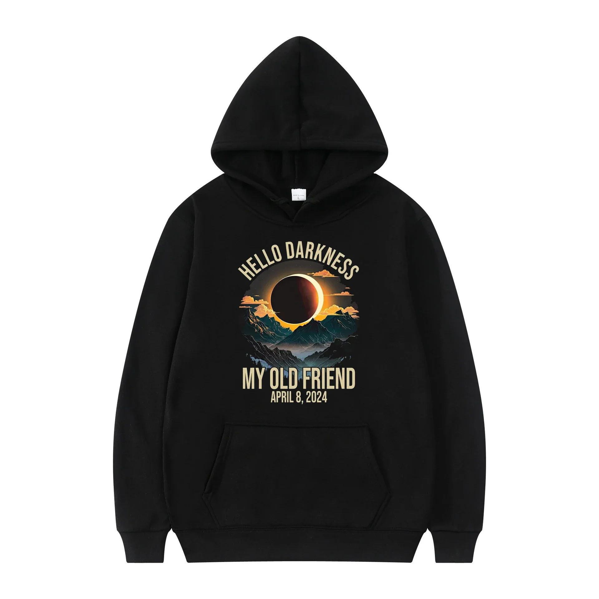 

LE 2024 Hello Darkness My Old Friend Solar Eclipse April 08 Hooded Men Women Hoodies Hoody Sweatshirt Unisex graphic