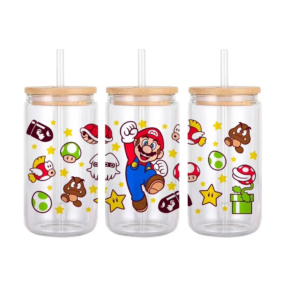 11x24cm Mar Game Pass For Libbey 16oz Can Glass 3D Waterproof UV DTF Coffee Can Wrap Libbey Glass Wrap