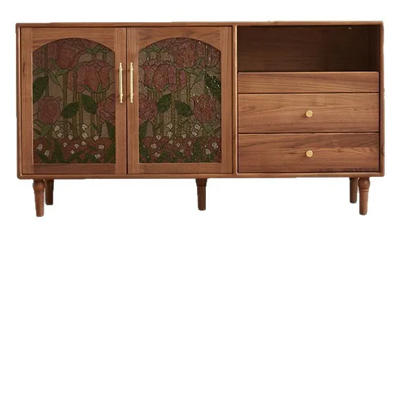 CX integrated wall living room cabinet, solid wood home retro multi-functional locker