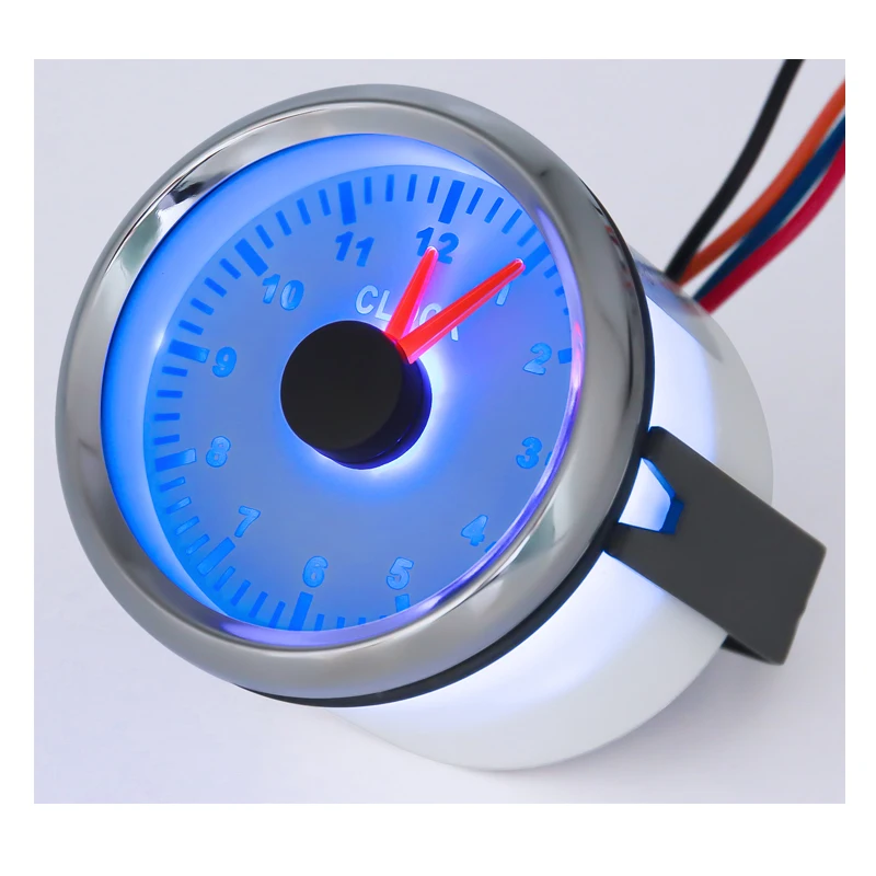 52mm Marine Devices Pointer Clock Gauges Blue Backlight 0-12Hours Clock Meters Auto Hourmeters 9-32v for Motorcycle Car Truck Rv