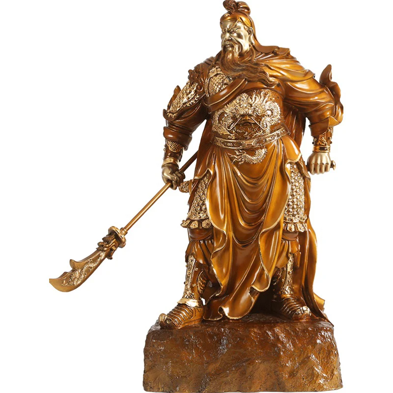 Copper Home Decorations Guan Gong Statue Handicraft Equipment Ornaments Office Lobby God of War and Wealth Ornaments