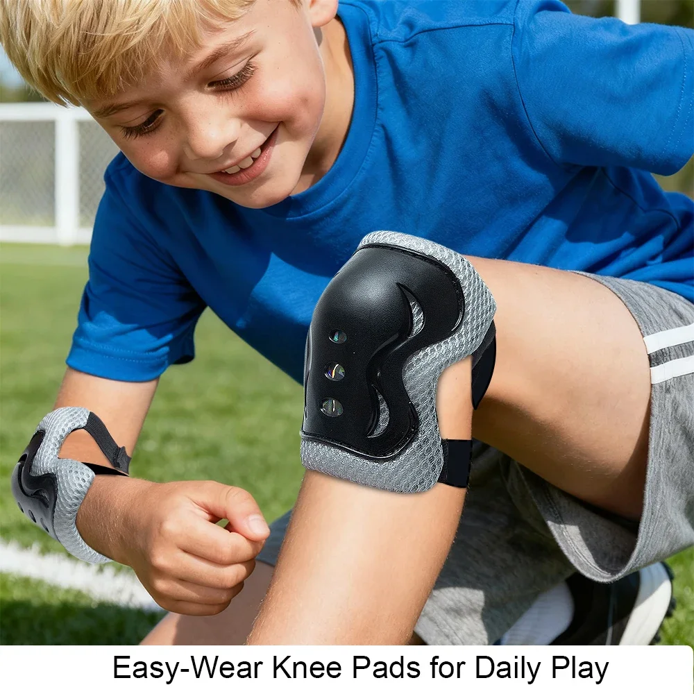 Schutzset für Kinder von 3-10 Jahren, Verstellbarer Sicherheits-Fahrradhelm mit Knie-, Ellbogen- und Handgelenkschutz für Skateboard, Roller und Radfahren – Detail 14