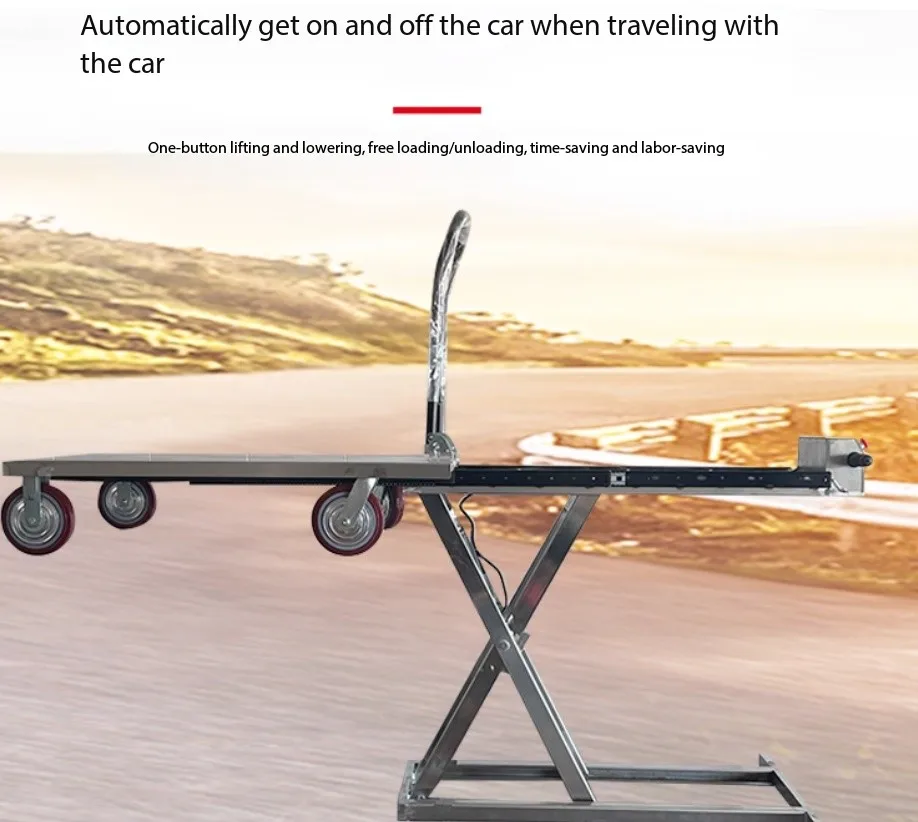 

Автомобильный электрический грузовик с ручным нажатием, мобильный, полностью автоматический, гидравлический подъемный грузовик, небольшая подъемная платформа на борту