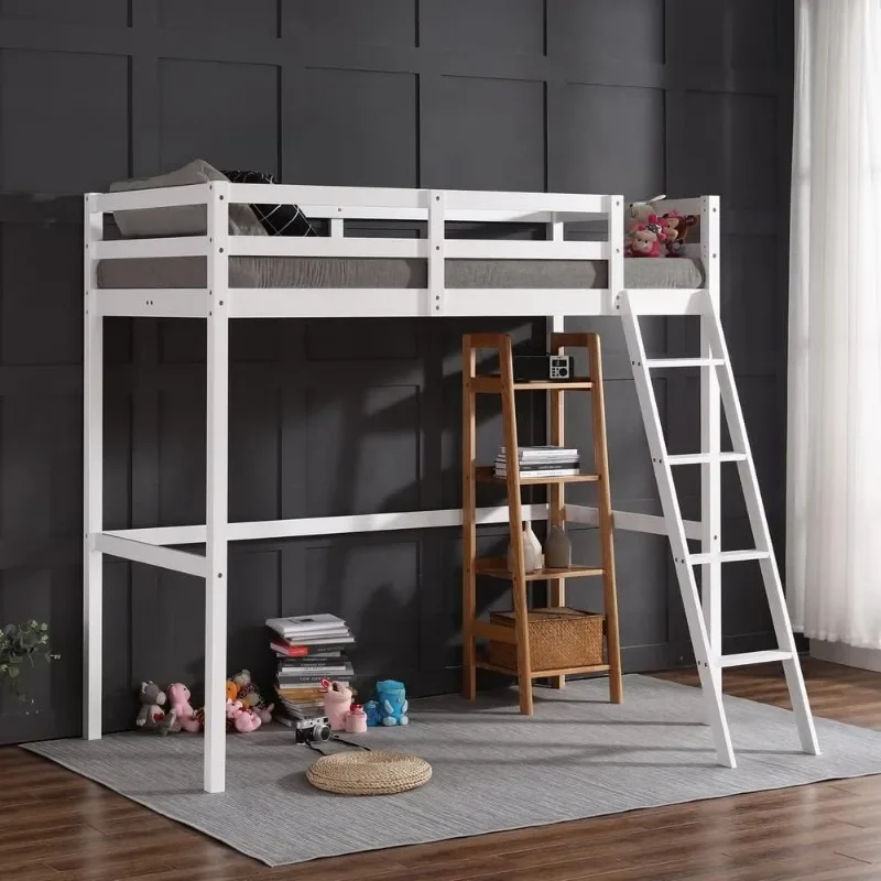 Zhenxiang Massief Hout Laag Stapelbed Voor Kinderen/Peuters/Junior, Stapelbed Frame Met Vangrails & Ladder Voor Jongens Meisjes, Geen Boxspring