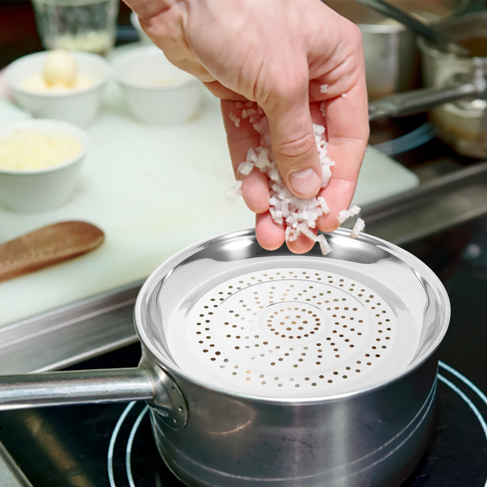 

Steaming Dish Stainless Steel Rack Large Cooking Cooling Insert Silver for Wok Veggies Fish Tamale Crab Stuffed Bun Boiled Egg