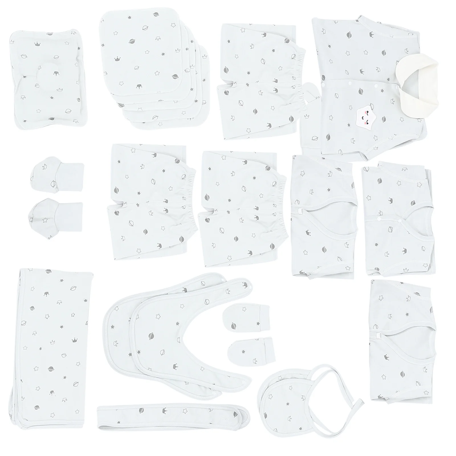 

Baby Clothes Set Soft Cotton Infant Outfit Adjustable Size Hat Bib Gloves Comfortable Toddler Spring Clothing Suit