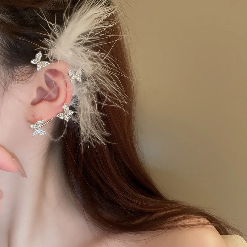 

Bow Earrings Pearl Feather Ear Cuffs Drop Stud For Women Girl Vintage Jewelry Fashion Accessories Pendant Party Gift