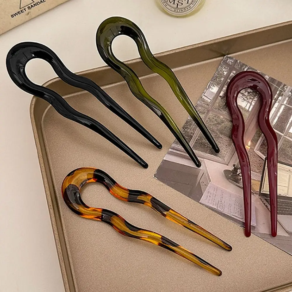 

Модная U-образная заколка для волос из ацетата под черепаховый панцирь, геометрический дизайн, аксессуар для волос для женщин и девушек