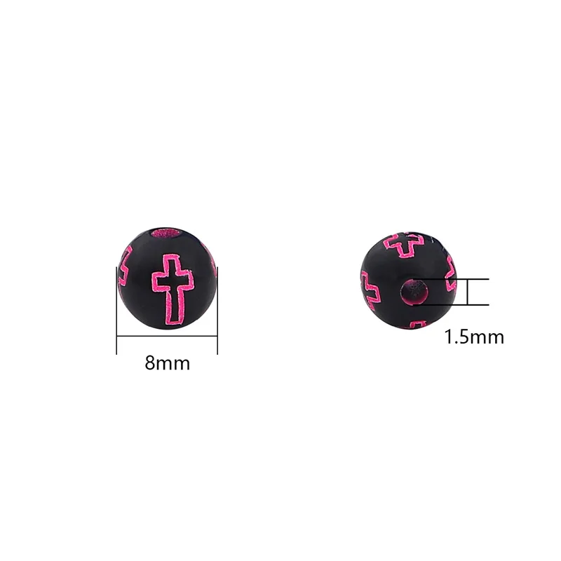 خرز متقاطع ملون من الأكريليك مقاس 8 مم - مجموعة صنع الأساور المصنوعة يدويًا، لوازم الديكور الدينية لإكسسوارات المجوهرات #5