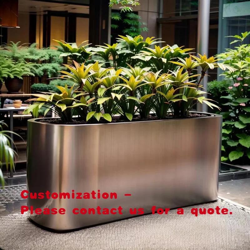 custom.Outdoor Indoor Stainless Steel Large Flower Box Pot Combination American Country Style Sturdy Solid Mobile Commercial Cou