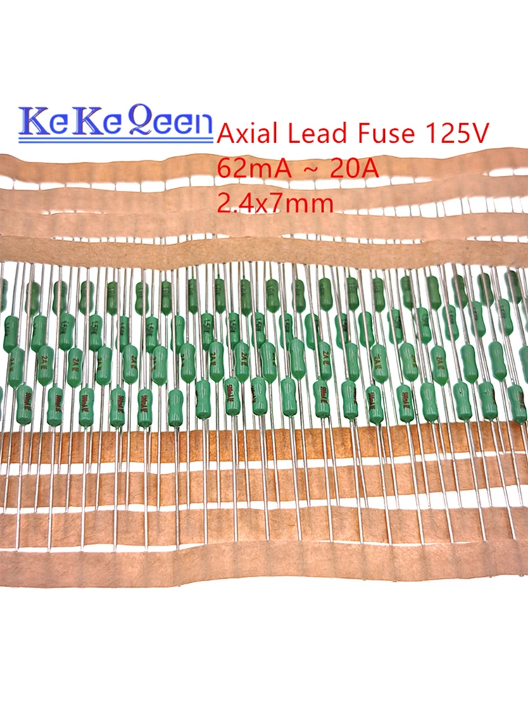10Pcs 62mA-15A 2.4*7mm 0.125A 0.5A 1A 1.5A 1.6A 2A 3A 4A 5A 7A 10A 15A Axial Lead Fuse 125V DIP-2 Fast Blow PICO Resistance Fuse