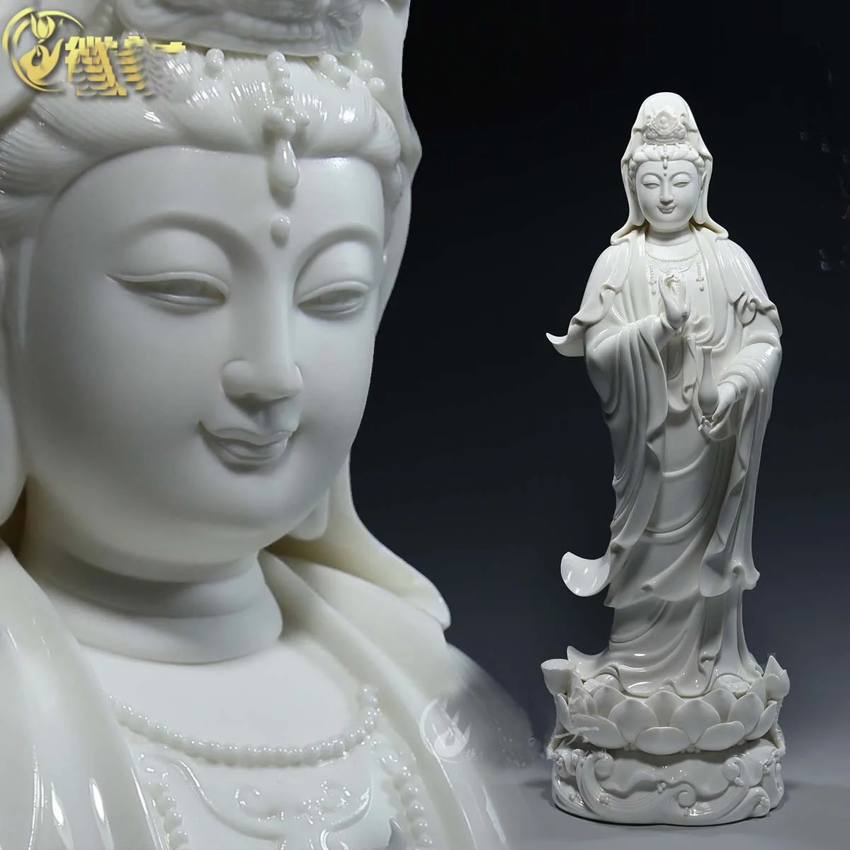 40cm velký domácí vysoký grade buddhy sochu guan yin PU SA avalokiteshvara buddhy keramika sochu bless bezpečný zdraví dobrý štěstí