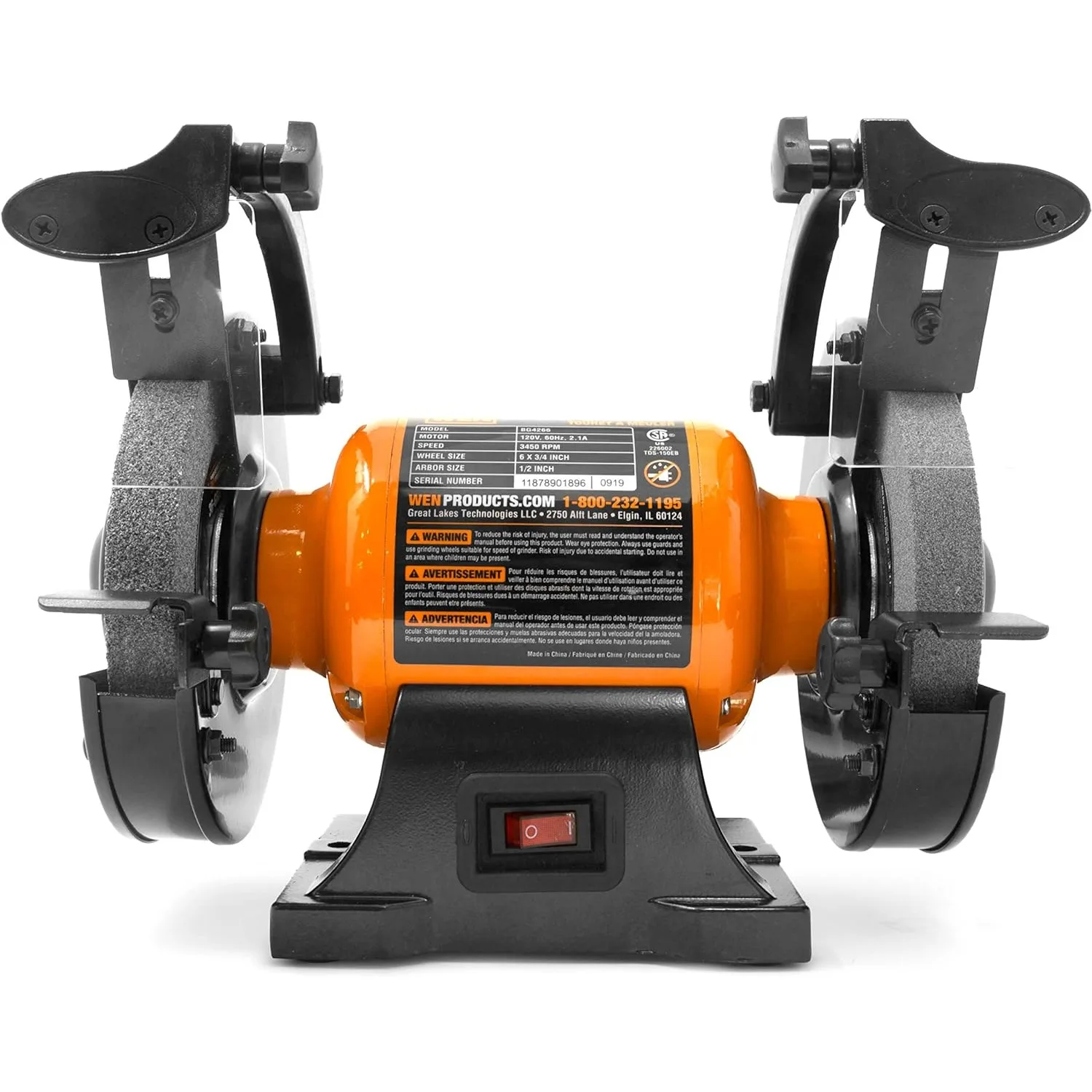 NEW BG4260 2.1-Amp 6-Inch Single Speed Bench Grinder, Orange,black