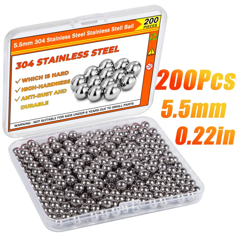 200 peças 5.5mm bolas de mistura de tinta de aço inoxidável-modelo de bolas de agitador de tinta para arte, artesanato e faça você mesmo (0.22")