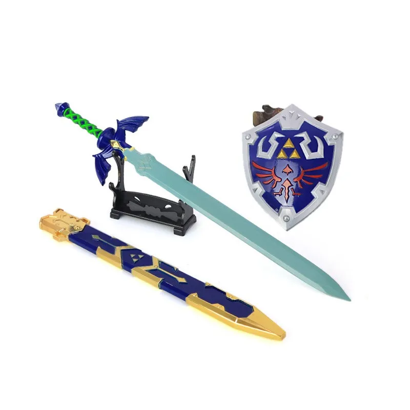 30cm Master Sword with Shield Link Breath of the Wild Tears of the Kingdom LoZ Game Peripherals Metal Weapon Model Crafts Toys