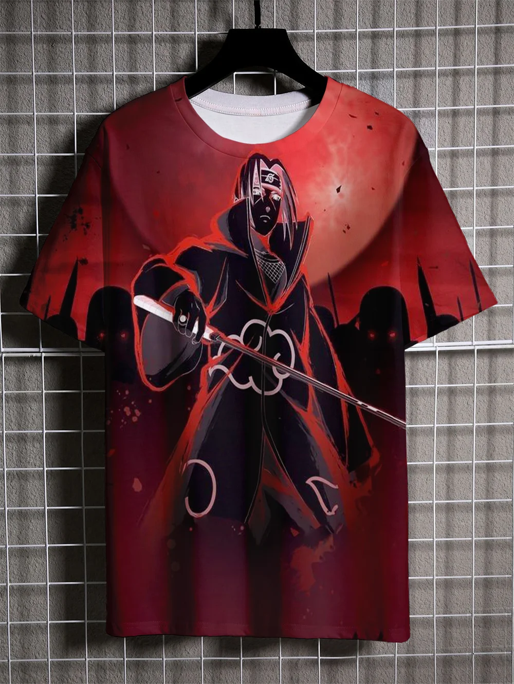 2024 New Anime Naruto Men's T-shirt 3D Printed Uchiha Sasuke Pattern Short Sleeve Daily Leisure Sports Street Style Clothing