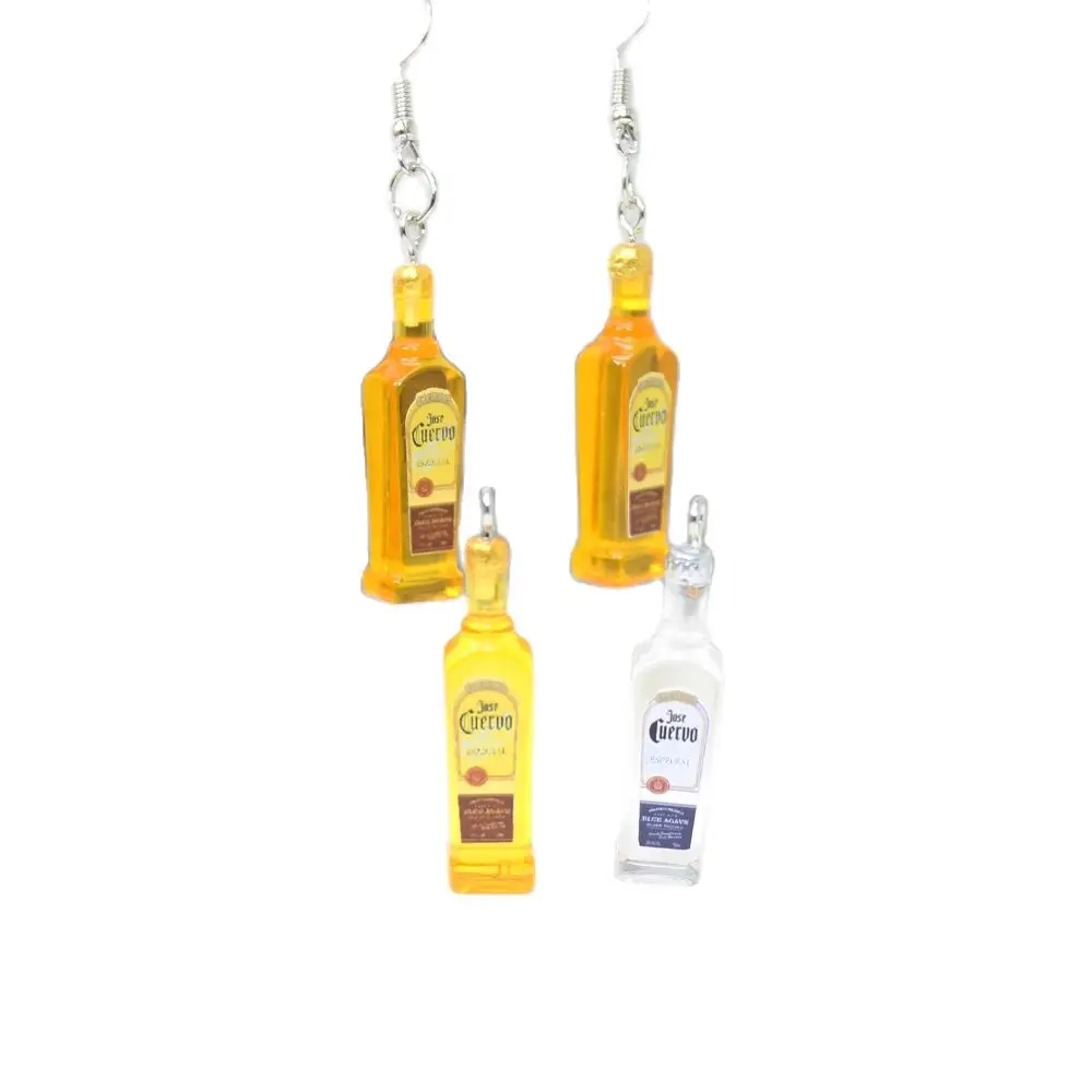 3D Alcohol Liquors Garrafa Pingente, Simulação de Resina, Brinco, Pulseira, Chaveiro, DIY, Descobertas Jóias, 10Pcs, Lote, 35x9mm