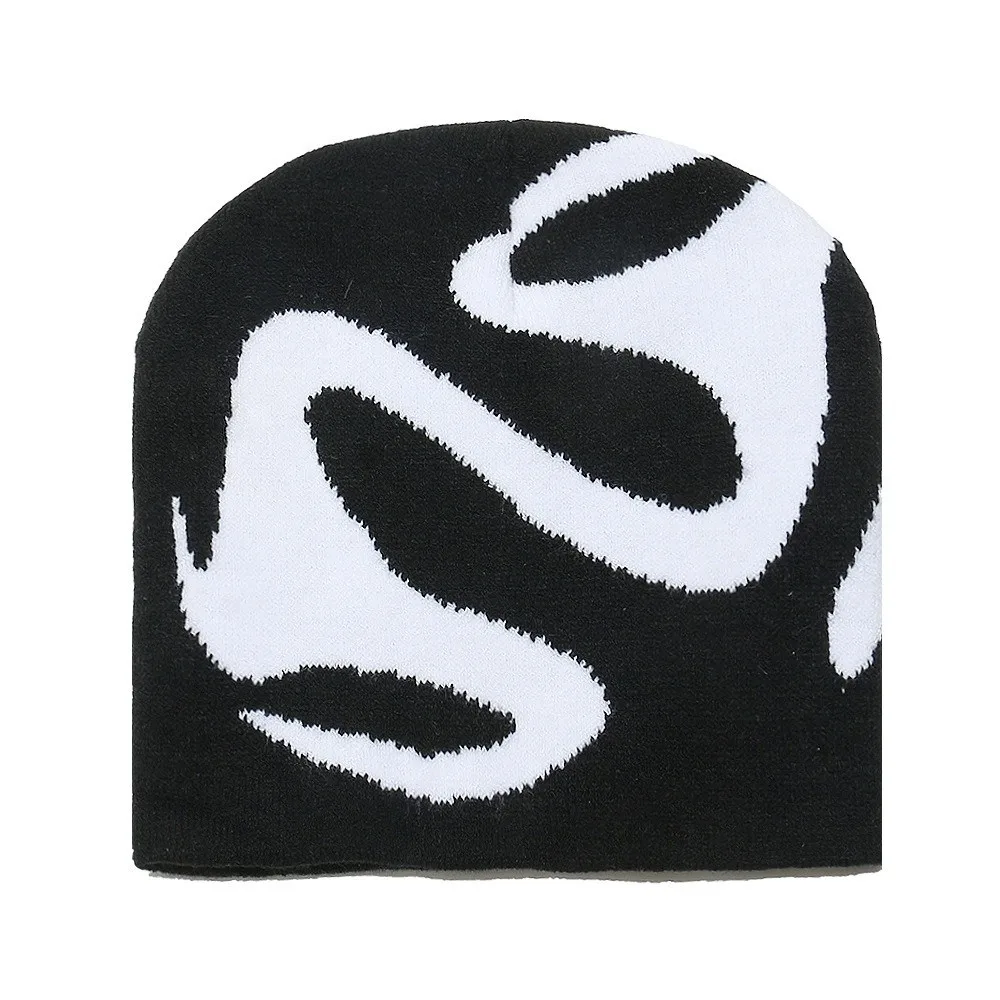 

Fashion Elastic Y2K Knitted Hat Streetwear Hip-hop Black White Pullover Cap All-match Korean Style Brimless Beanie Cap Warmer