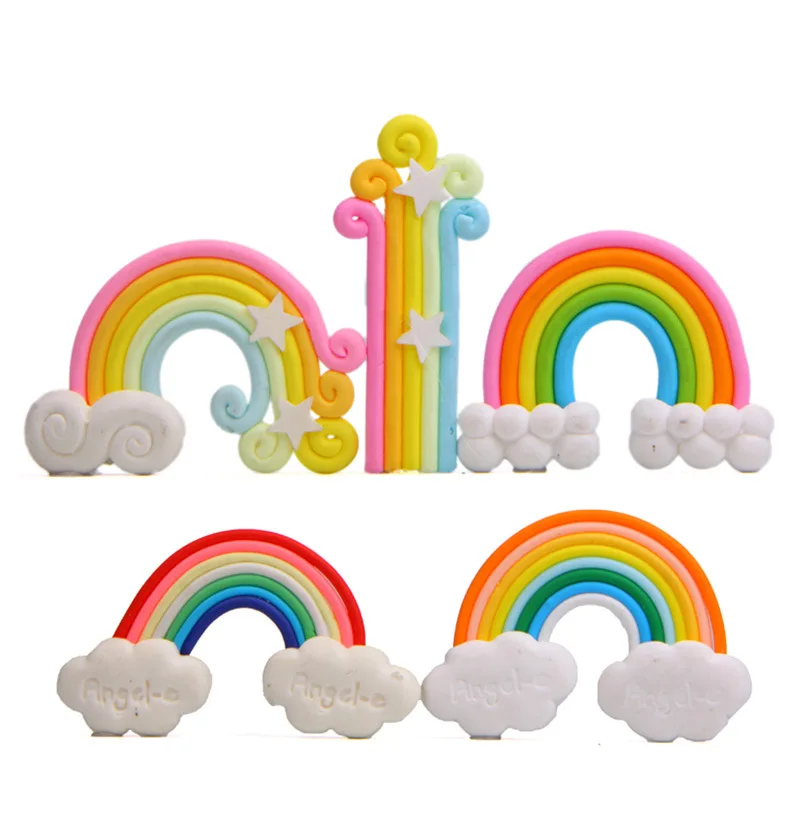 Rainbow Birthday Cake Decoration Cute Cartoon Rainbow Cake Toppers Kids Girls Happy Rainbow Cloud Unicorn Birthday Cupcake Decor