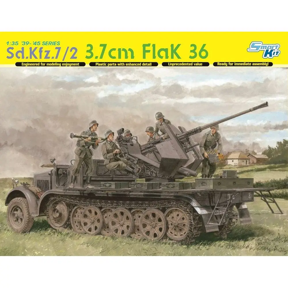 DRAGON 6541 1/35 Sd.Kfz.7/2 3.7cm FlaK 36 - Scale Model Kit