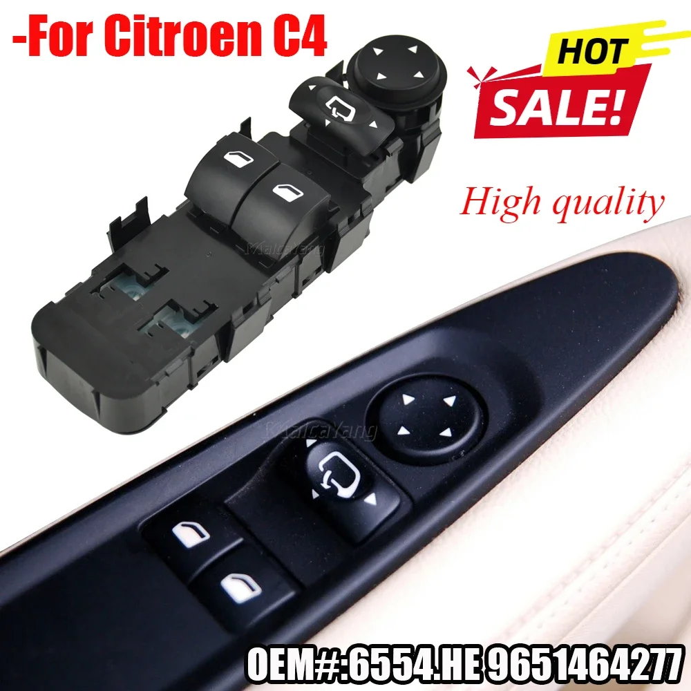 High Quality Electric Control Power Master Window Switch Lifter Red Light For Citroen C4 2004-2010 6554.HE 6554HE 9651464277