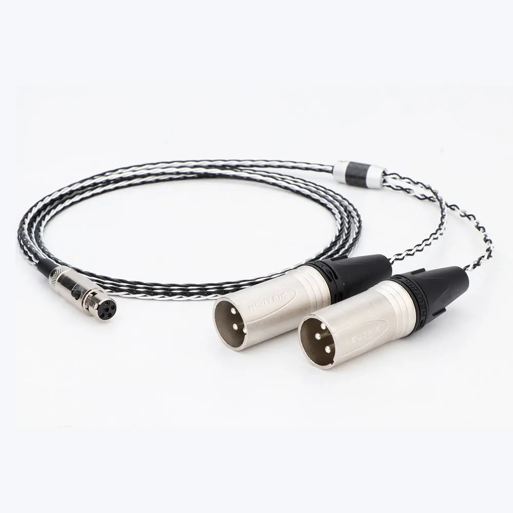 TOP-HiFi OCC Silver Plated Audio Cable Mini Female 5 Pins To 2 XLR Male Plug Cable