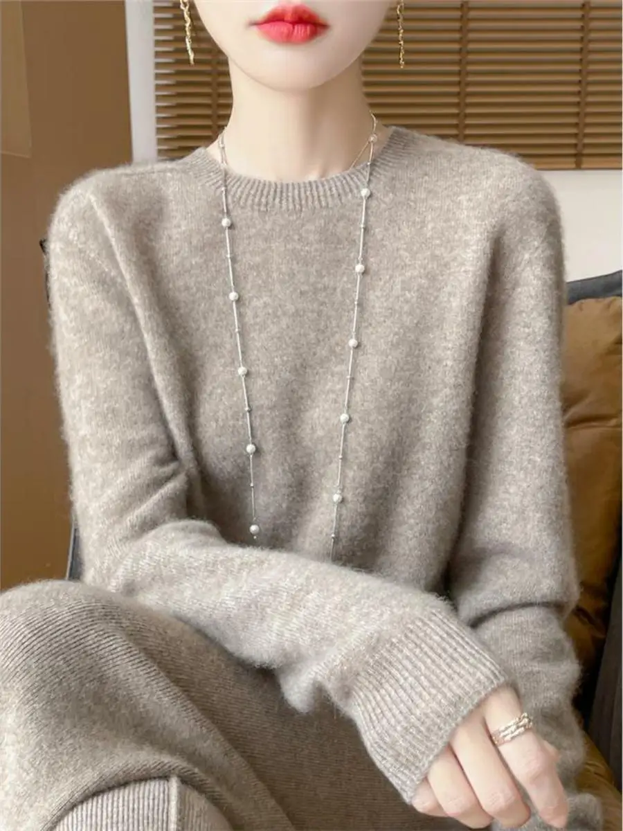 

Women's Loose Knitted Sweater round Ne Woolen Top Sl Matching Inner irt for Autumn Winter Commute Sle Long Sve