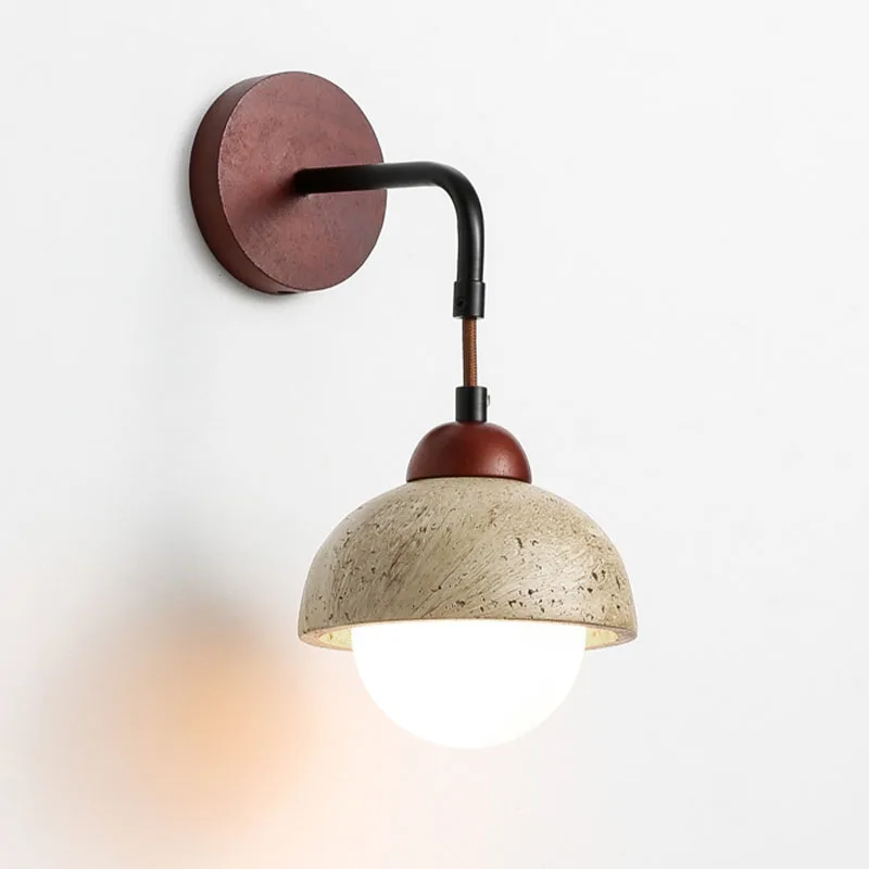 Wabi Sabi Travertine Wall Sconce Mid Century Rustic Adjustable Hanging Wall Lamp G9 Wall Light for Bedroom Bedside Hallway Cafe