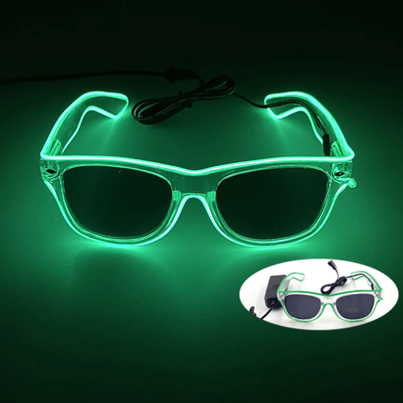 LED Neon leuchtende Brille leuchten Rave Kostüm Party Dekor DJ Club Brillen Leistung Requisiten ändern Farbe Ball Brillen – Detail 20