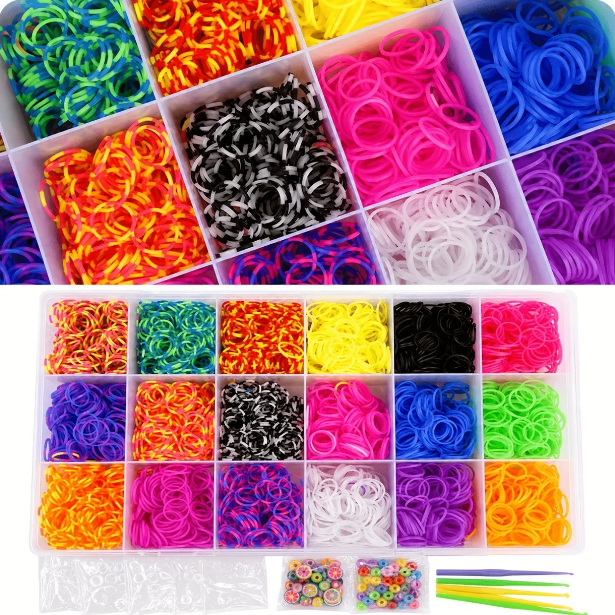 4800 Loom Bands Kit, Rubber Bands Bracelet Making Kit with Storage Organizer, Complete Supplies with Beads Charms Hooks Tools & Instructions, All Ages view 2