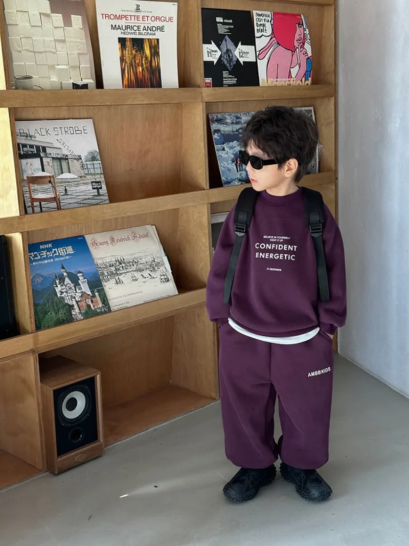 RAISE Winter-Set für Teenager-Jungen, 2-teiliges Kleidungsset, Sweatshirt mit Buchstabenmuster und Fleece-Unterhose, warmes, dickes Kinder-Outfit für Jungen. – Detail 25